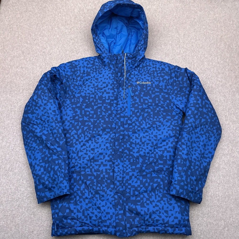 Columbia Lightning Lift Waterproof Jacket Boys‎ XL (18/20) Blue Geometric Puffer